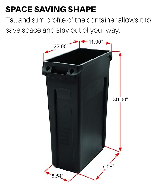 Rubbermaid Commercial Products Slim Jim Trash/Garbage Can with Venting Channels, 23-Gallon, Blue, for Kitchen/Office/Workspace, Pack of 4 - Image 6