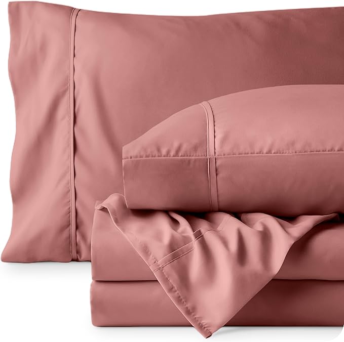 Bare Home Full Sheet Set - 1800 Ultra-Soft Microfiber Full Bed Sheets - Double Brushed - Deep Pockets - Easy Fit - 4 Piece Set - Bedding Sheets & Pillowcases (Full, Dusty Rose)