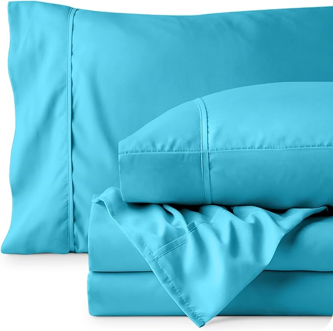 Bare Home King Sheet Set - 1800 Ultra-Soft Microfiber King Bed Sheets - Double Brushed - Deep Pockets - Easy Fit - 4 Piece Set - Bedding Sheets & Pillowcases (King, Aqua)