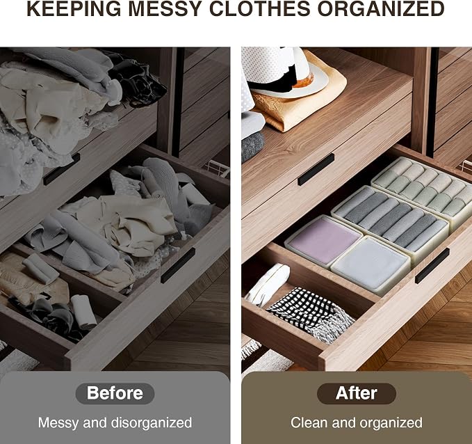 DIMJ Drawer Organizer Clothes 15 Pack - Foldable Baby Organizers and Storage & Closet Organizers for Bedroom, Closet - Nursery Organization Dresser Dividers for underwear, Sock,Bra, Belt, Tie, Beige - Image 8