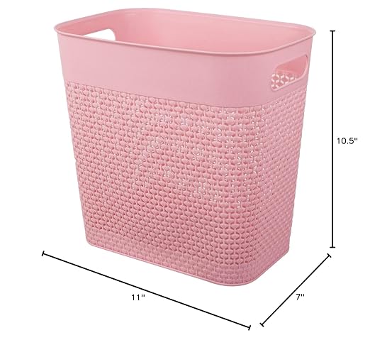 UUJOLY Plastic Trash Can Wastebasket, Garbage Container Basket for Bathrooms, Kitchens, Offices, Kids Rooms (Pink, 3 Gallon), 1 Pack - Image 7
