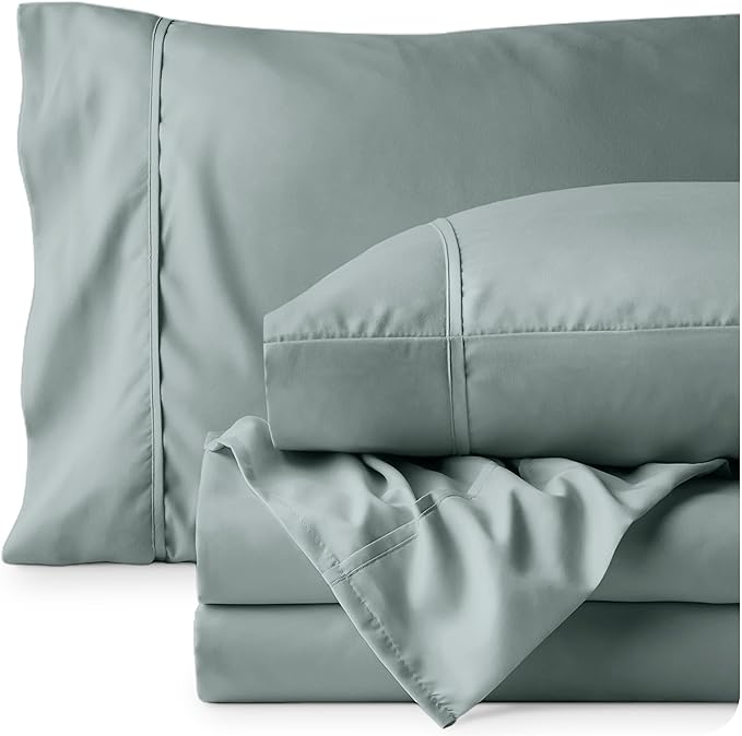 Bare Home King Sheet Set - 1800 Ultra-Soft Microfiber King Bed Sheets - Double Brushed - Deep Pockets - Easy Fit - 4 Piece Set - Bedding Sheets & Pillowcases (King, Sea Spray)