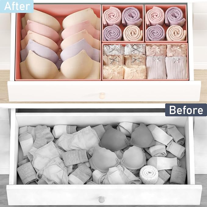 DIMJ Drawer Organizer Clothes Storage - 28 Pack Baby Dresser Organizer for Nursery, Foldable Closet Drawer Organizer Bins for Bedroom Organization, Fabric Storage Dividers for Socks, Underwears, Bras - Image 6