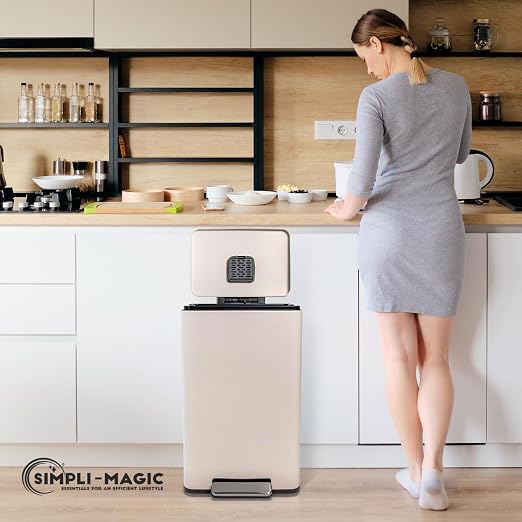 Simpli-Magic 50 Liter / 13.2 Gallon Soft-Close, Smudge Resistant Trash Can with Foot Pedal and Built in Filter- White Color - Image 8