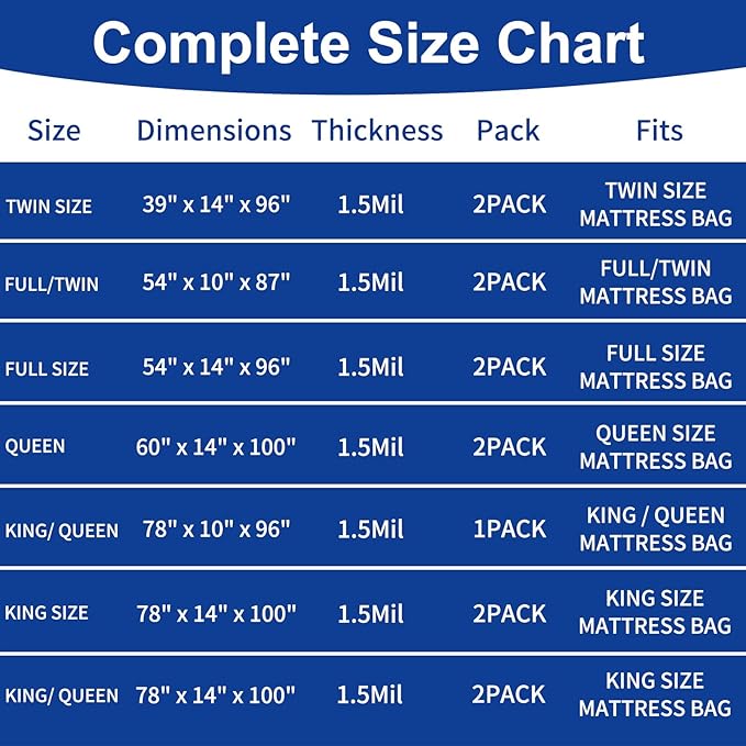 TopSoon Mattress Bag for Storage Mattress Disposal Bag King/Queen Size Clear