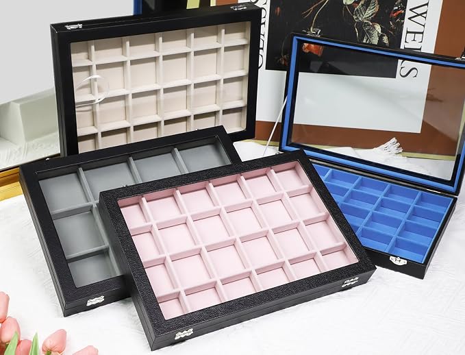 Stratalife Jewelry Organizer Earring Holder Jewelry Tray Earring Storage Organizer Display Rock Collection Box Jewelry Storage For Women Girls 30 Grid (Gray Black) - Image 7