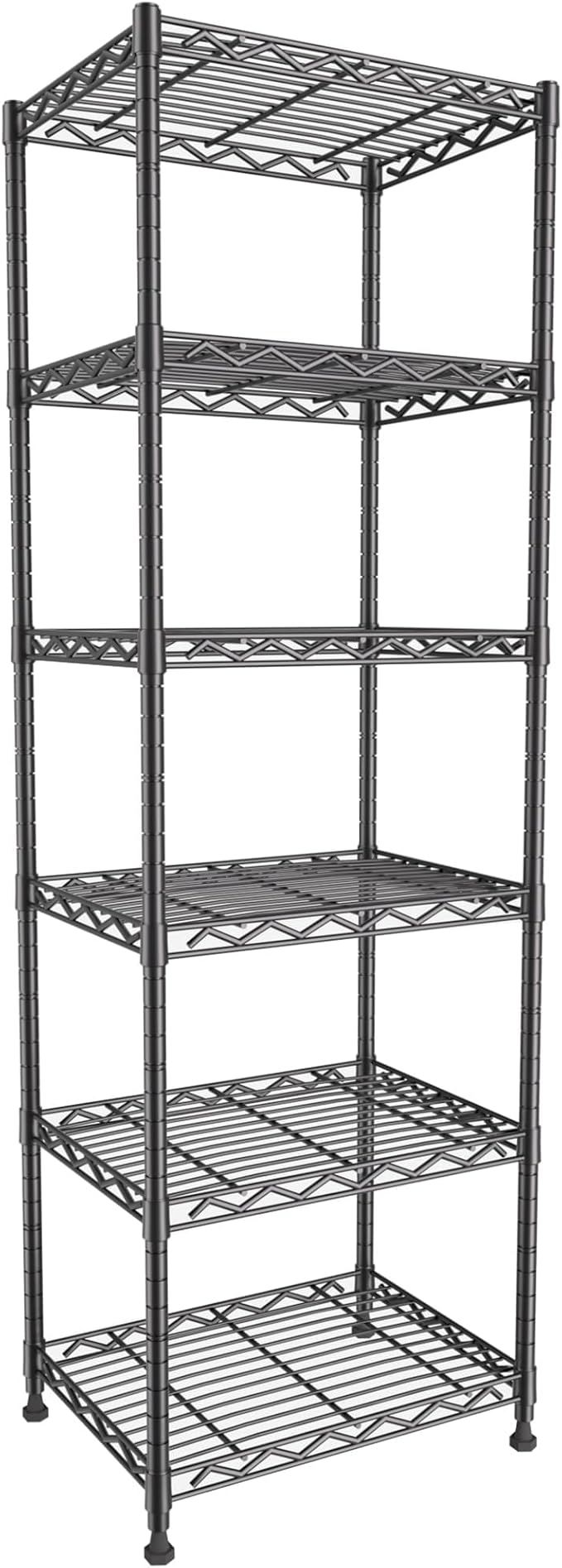 GIOTORENT 6-Tier Storage Shelves Standing Shelving Metal Units, Adjustable Height Wire Shelf Display Rack for Pantry Laundry Bathroom Kitchen 16.6” x 11.8” x 63”, Black - Image 8