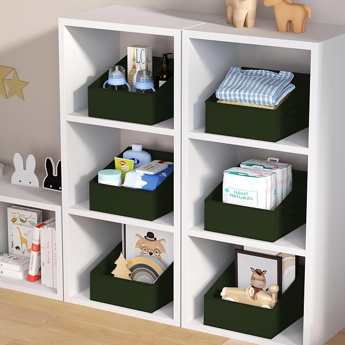 DIMJ Closet Storage Bins 12 Pack - Fabric Storage Baskets for Shelves, Collapsible Clothes Organizer with Handles, Trapezoid Shelf Organization Storage Cubes for Purse, Toys, Books, Towel, Clothes - Image 7