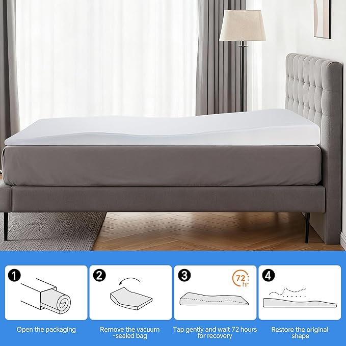 HOMBYS Bed Wedge Pillow Twin Size, 5-Inch Thickness Ergonomic Curved Mattress Topper for Advanced Relief of Acid Reflux, Back Pain & Snoring, 2-in-1 Adjustable Inclined Support System