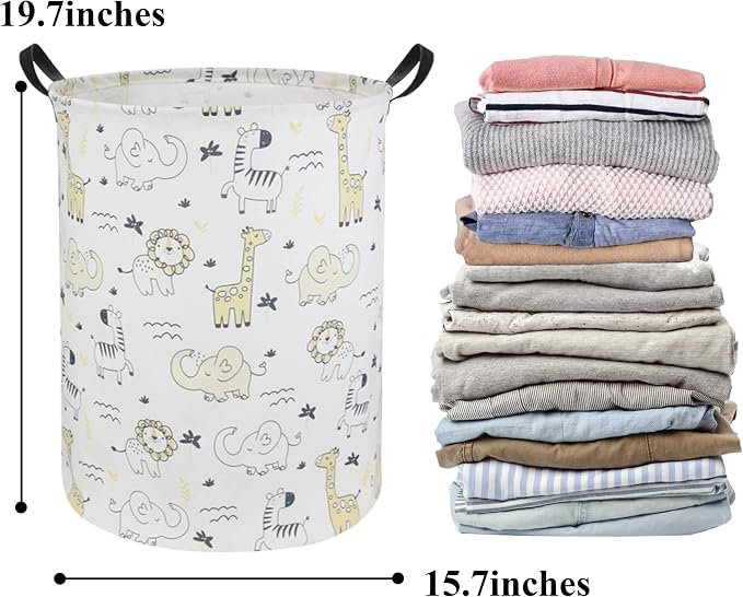 HIYAGON Baby Laundry Hamper Basket Baby Hamper for Nursery Boy and Girl Cute Kids Toys Storage Bin Organizer Animal Room Decor(Animals) - Image 6