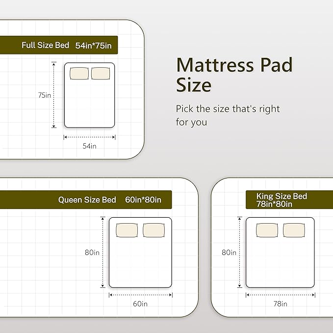Heated Quilted Wave Mattress Pad,Full Size,Soft Bed Warmer,10 Heat Settings,1-12 Hours Auto-Off,Fast Heating,ETL Certified,Machine Washable,Fit Up to 18" Deep Pocket,54"x75"