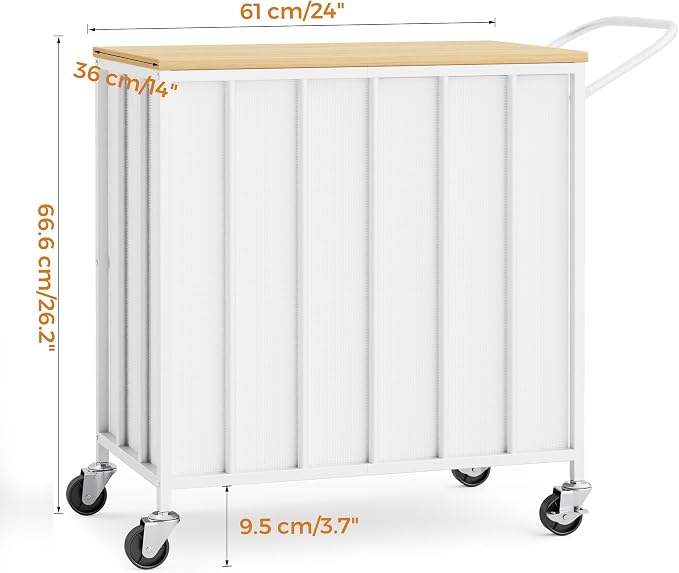 120L Laundry Hamper with Wheels and Lid, Rolling Laundry Basket with Dual Removable Liners, Soft-Close Flip-Top Wooden Lid, Metal Handles, Clothes Organizer for Bedroom and Laundry Room - Image 7