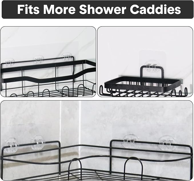 Shower Caddy Adhesive Replacement, Transparent Strong Adhesive Hooks, No Drilling, Waterproof, for Shower Caddy, Bathroom Storage Shelves and Kitchen Racks (Single*12pcs) - Image 7