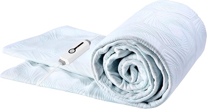 Electric Mattress Pad Twin Size 39"x75" with 10 Hours Auto Off 4 Heat Setting Simple Controller Fit Up to 15 Inch Deep Pocket, Machine Washable - Light White