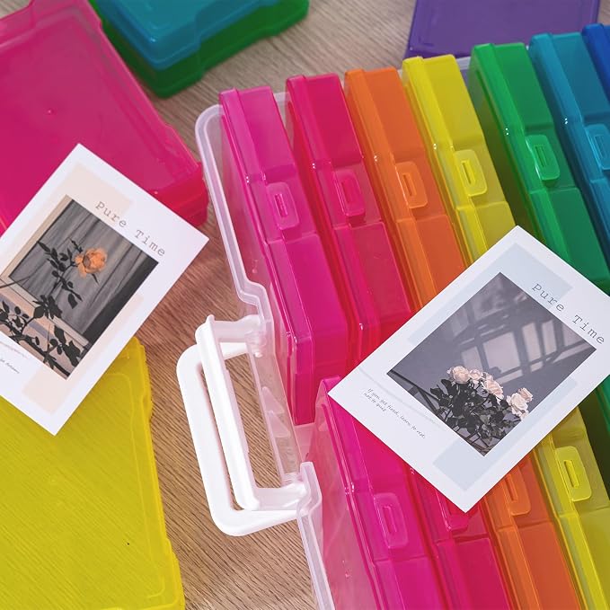 novelinks Transparent 4" x 6" Photo Cases and Clear Craft Keeper with Handle, 16 Inner Photo Organizers & Photo Storage Box, Plastic Photo Storage Containers (Color - 2Pack) - Image 7