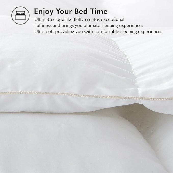 Luxurious Palatial King/Super King 120" x 98" Size Goose Down Fiber Waterfowl Feather Fiber Comforter Duvet, 100% Egyptian Cotton Cover, 80 oz. Fill Weight, Baffle Box Design, White Solid