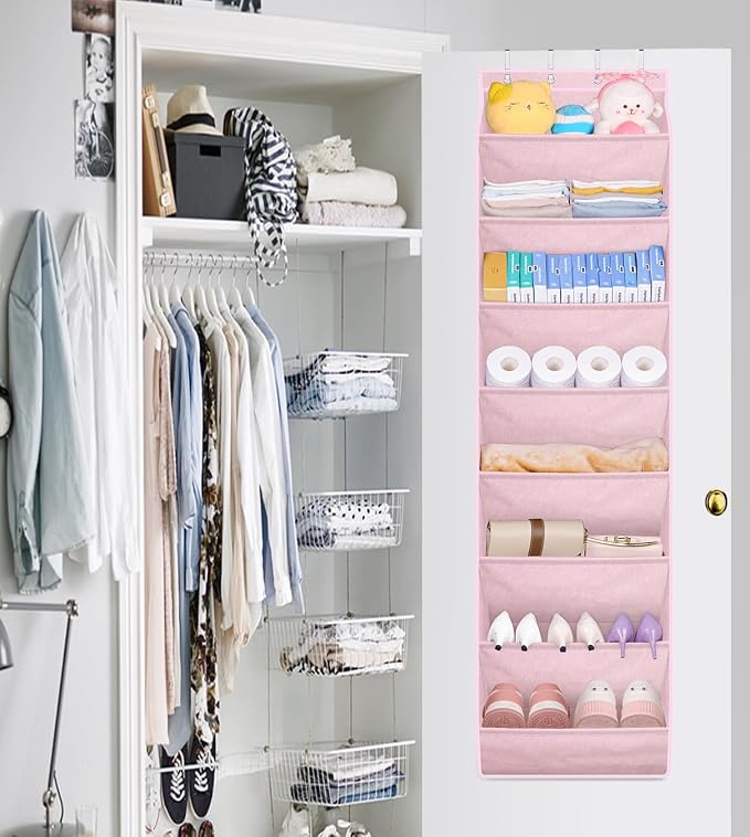 SLEEPING LAMB Over The Door Shoe Organizer for Closet, Kids Sneaker Storage for Hanging Shoe Rack for Door with Large Deep Pockets for Toddler, Girl, Baby Room Decor, Pink - Image 7