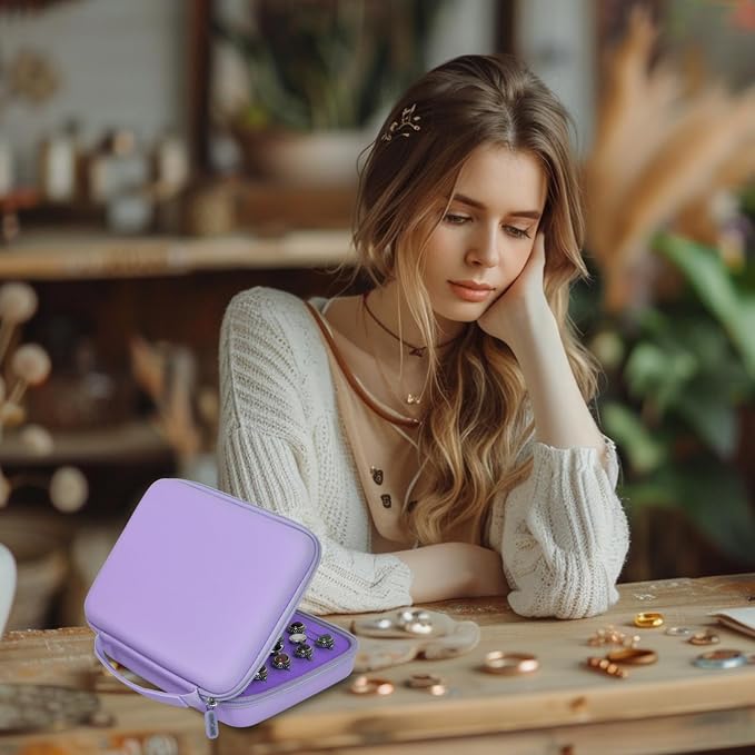GWCASE Ring Organizer Storage Case - Jewelry Ring Display Collector Box with 42 Slots. Rings Tray Holder Showcase Fits for 50+ Rings, Earrings, Brooches and Cufflinks (Box Only)-Purple - Image 7