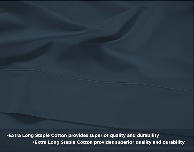 LLANE Linen Split King Sheet Sets for Adjustable Beds - 5 PCs, 600 Thread Count Split King Sheets Set - Sateen Weave King Split Sheets - Split Top King Sheets Set for Adjustable Bed - Estate Blue