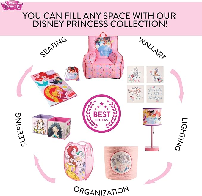 Disney Princess Pop Up Hamper with Durable Handles, 21"H x 13.5"W x 13.5" L - Image 5