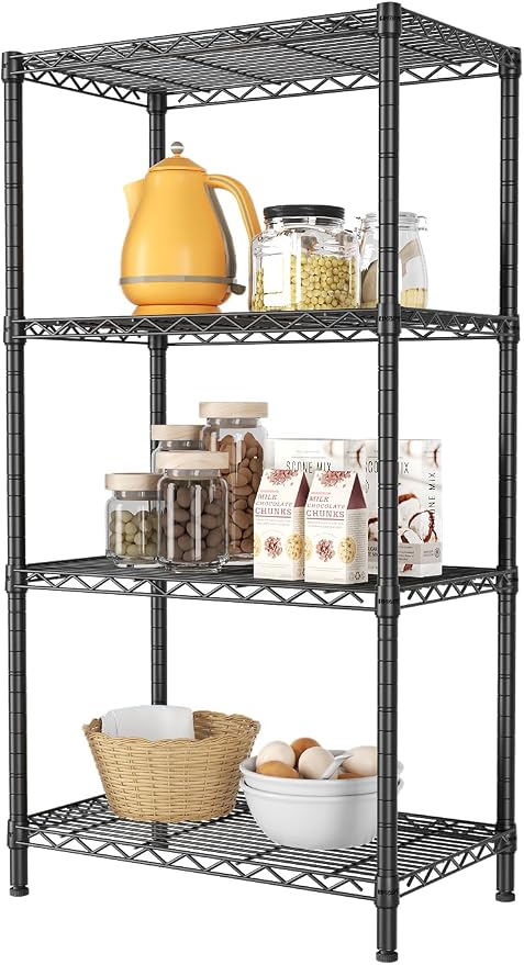 SINGAYE 4 Tier Storage Rack Wire Shelving Unit Shelves Metal for Pantry Closet Shelve Organization Kitchen Laundryroom 800Lbs Capacity 24" D x 14" W x 48" H Black - Image 9