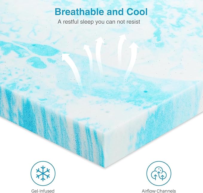 Mattress Topper, Full Size Cooling Memory Foam Bed Toppers, 2 Inch Soft Mattress Pads for Sleeper Sofa, RV, Camper, CertiPUR-US Certified