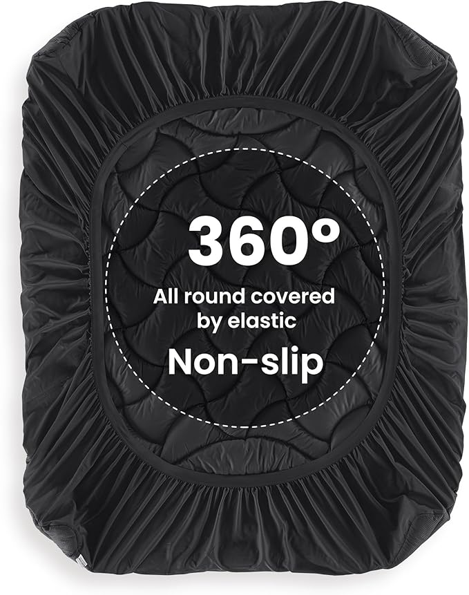 SLEEP ZONE Cooling Queen Mattress Topper, Premium Zoned Cool Mattress Pad Cover, Padded Mattress Protector Breathable Washable, Deep Pocket 8-21" (Black, Queen)