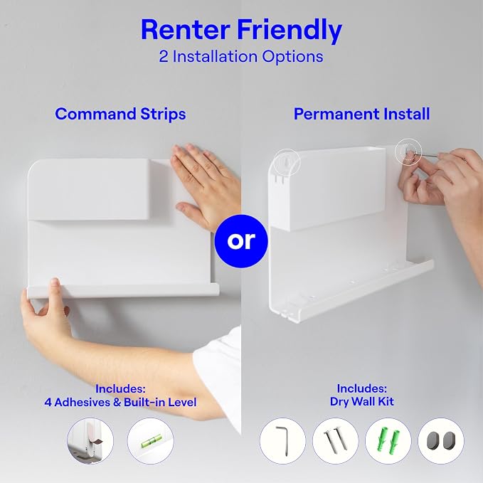 WallShelfie Bedside Wall Organizer & Dorm Decor - Dorm Room Essential, Floating Bedside Shelf Wall Mount Organizer, Remote Control Holder, Cool Teen Girls Trendy Stuff, Room Organization (White) - Image 6