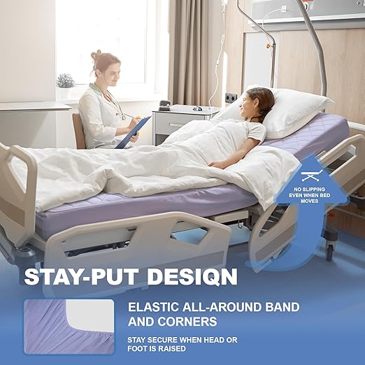 Lounsweer 2 Pack Waterproof Hospital Mattress Cover, 80x36x12in Purple Fitted Bed Sheet Protectors, Incontinence Protection Leakproof Breathable for Elderly, Adults Home Hospital Beds