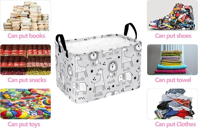 MAIZMZ Kids Storage Basket Baby Foldable Toys Organizer Bins Decorative Gifts Bakset Waterproof Nursery Hamper Women Storage Cube Kids Laundry Basket for Home/Dorm/Kitchen/Pet/Office/Closet/Shelf/ - Image 7