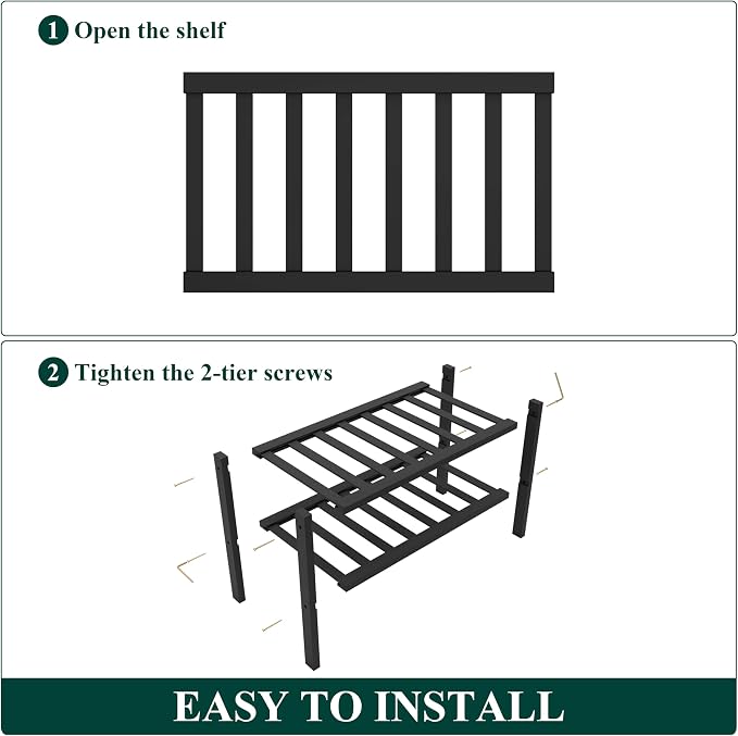 Smiry Bamboo Shoe Rack for Closet, 2 Tier Small Wooden Stackable Shoe Organizer, Free Standing Shoes Storage Shelf for Entryway, Front Door Entrance, Black - Image 6