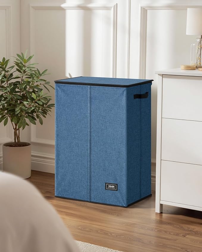SOLEDI Laundry Hamper with Lid 130L Large & Tall Collapsible Laundry Basket, Clothes Hamper with Bag Removable Easy to Carry, Dirty Hampers for Bedroom, Bathroom, Dorm, College, Blue - Image 9