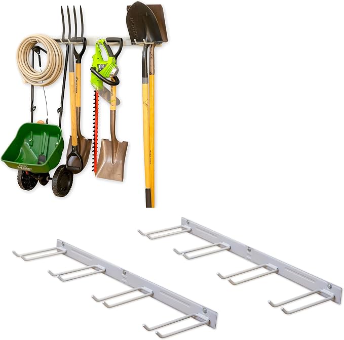 StoreYourBoard 72" Garage Tool Organizer Wall Mount | Garden Tool Organizer System | Heavy Duty Garden Tool Storage Rack for Yard Tools Rakes Shovels 500lbs Garage Organization | 8 PVC Coated Hooks - Image 7