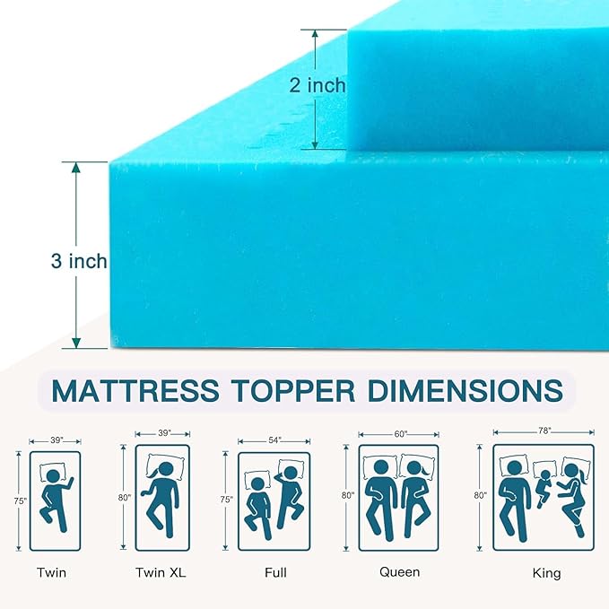 Airensky 2 Inch Memory Foam Mattress Topper, Cooling Gel Infused High Density King (76"x80") Topper with Removable Skin-Friendly Cover, Bed Topper for Pressure Relief Back Pain, CertiPUR-US Certified