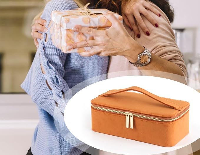 HofferRuffer Jewelry Box Organizer for Women Girls, Travel Jewelry Case with 12 Portable Zipper Bags, Jewelry Storage Ideal for Travel & Home Organization (12pcs-Brown Velvet) - Image 9