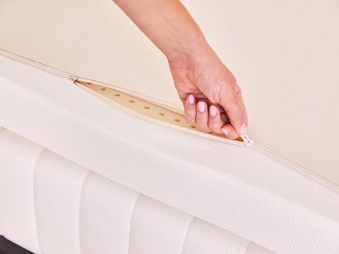 Pure Green Natural Latex Mattress Topper w/Luxury Cover - Firm - 1 Inch - King Size (GOTS Certified Organic)