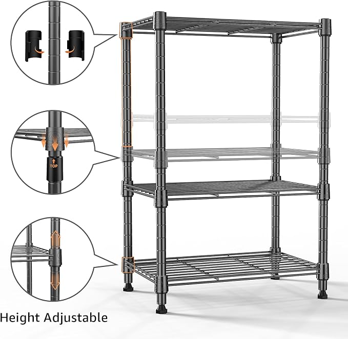 M MZG 450 lbs Steel Storage Shelving 3-Tier Utility Shelving Unit Steel Organizer Wire Rack for Home,Kitchen,Office (11.8" D x 17.7" W x 26.3" H) - Image 9