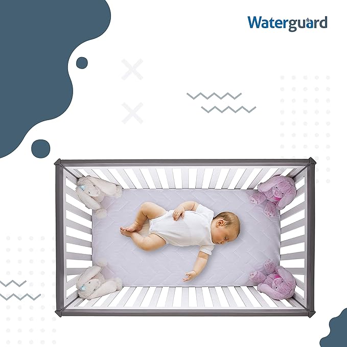 Waterguard Quilted Cotton Mattress Pad - Portacrib Size - Soft, Comfortable, and Fluffy Mattress Pad - Waterproof Mattress Protector Stretched 4" for Snug Fit on Regular Sized Mattress