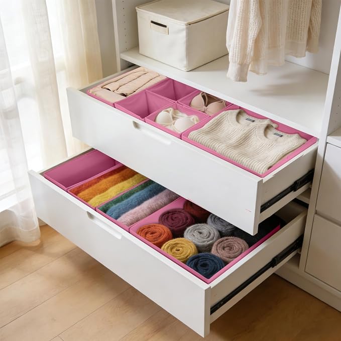 Drawer Organizer Clothes, 16 Pack Dresser Organizer Bins, Foldable Closet Organizers and Storage Fabric Dresser Bins, Shallow Drawer Dividers for Clothing, Underwears, Socks, Tie - Image 8