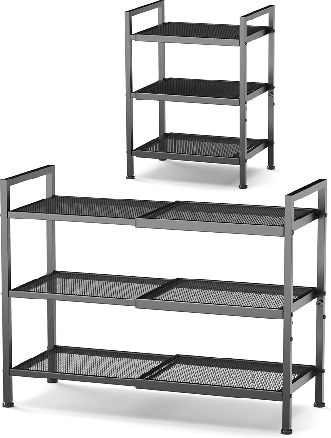 3 Tier Shoe Rack, Expandable Shoe Rack for Closet, Adjustable Shoe Organizer for Entryway, Shoe Storage Organizer for Door Entrance, Garage, Bedroom - Image 9
