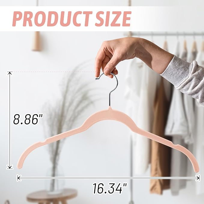 Sishynio Premium Velvet Shirt Hangers 30 Pack, Non-Slip 360° Swivel Hook Space-Saving Felt Hanger, Slim Flocked Hangers for Blouses, Strappy Dresses, Tank Tops(Pink) - Image 7