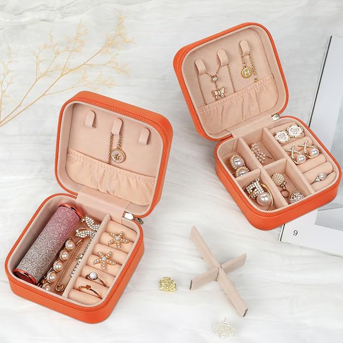 MFXIP Travel Jewelry Case Small Jewelry Box Jewelry Organizer Storage Case Portable PU Leather Mini Jewelry Travel Case for Girls Womens Earring, Necklace, Rings,Bracelets - Image 7