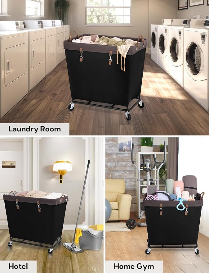 StorageWorks 320L Laundry Basket with Wheels, Extra Large Rolling Hampers for Clothing Organizer, Dirty Clothes Basket for Hote, Home, Closet, Dorm, Black - Image 7