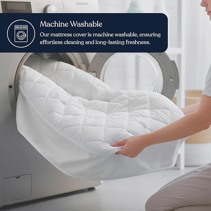 Delara 100% Organic Cotton Quilted Mattress Protector, GOTS Certified, Ultra-Soft Cooling & Breathable, 400 GSM Plush Padding, Deep Pocket 18 Inches, Machine Washable (Twin 39"x75")