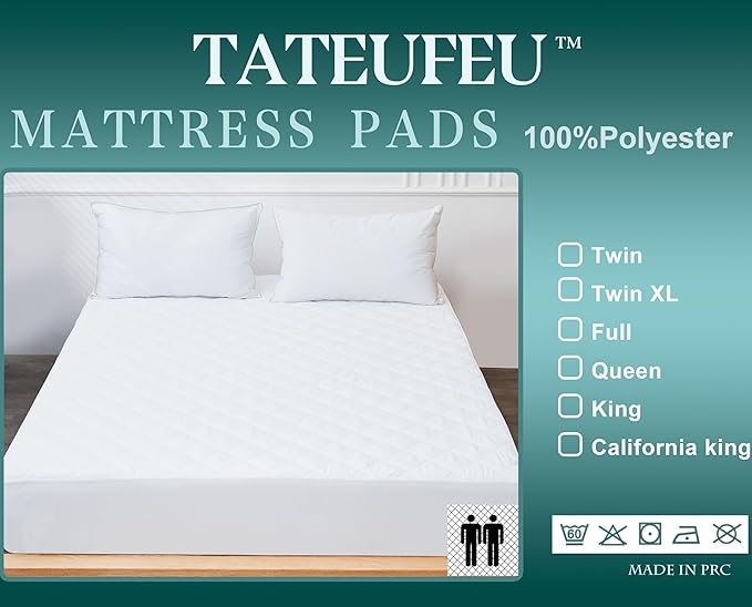White Mattress Pads Queen Size Bed Protector-Stretches up to 16 Inches Deep Hypoallergenic Ultimate Protection and Comfort Easy to Clean Fits Snugly Durable and Long-Lasting