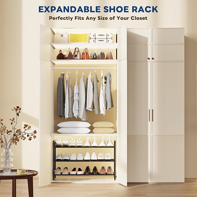 Mavivegue 18-33” Expandable Shoe Rack for Closet, 3-Tier Shoe Organizer, Adjustable Shoe Rack for Front Door Entrance, Entryway - Image 7