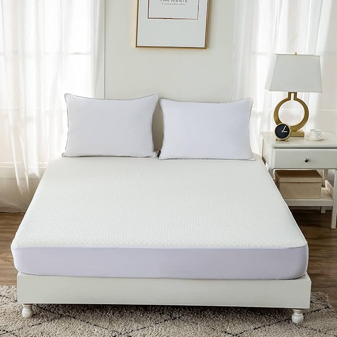 Cooling Bamboo Viscose Twin XL Mattress Protector Waterproof Pad for College Dorm Room Extra Long Twin Bed Soft Quiet Breathable Fitted Matress Cover