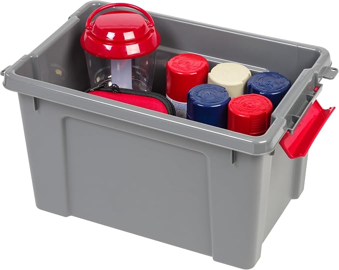 IRIS USA 5 Gallon Lockable Storage Totes with Lids, 6 Pack - Gray, Heavy-Duty Durable Stackable Containers, Large Garage Organizing Bins Moving Tubs, Rugged Sturdy Equipment Utility Tool Box - Image 4