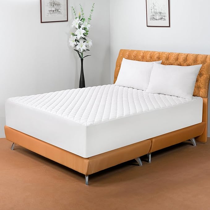 Royale Linens Queen Size Mattress Topper - Soft Quilted Mattress Protector - Fitted Deep Pocket Fits Up to 16 Inch - Elastic Fitted Bed Cover - Machine Washable Bed Protector (60x80 Inches)