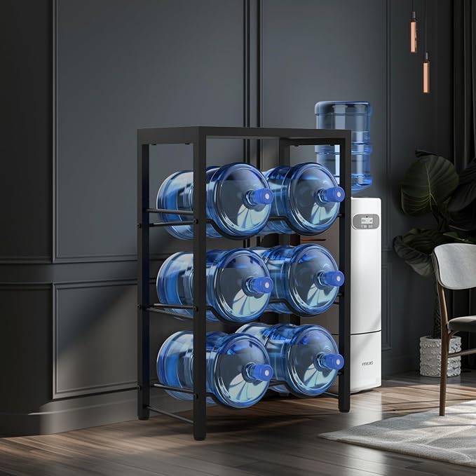 Semoprus 5 Gallon Water Bottle Holder for 6 Bottles, 3 Tiers Heavy-Duty Water Cooler Jug Rack with Reinforcement Frame for Home, Office, Restaurant - Image 8